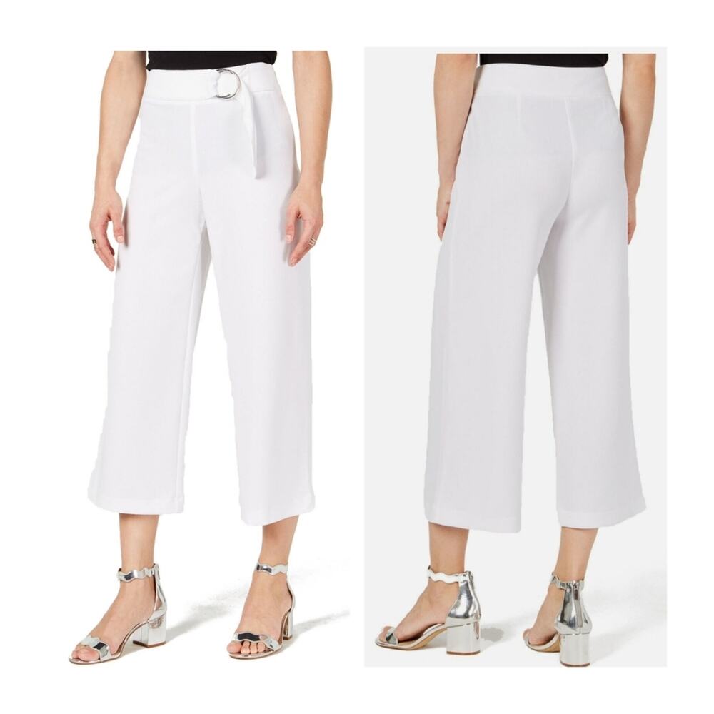 INC International Concepts O-Ring Culotte Wide Leg Pants White size 14